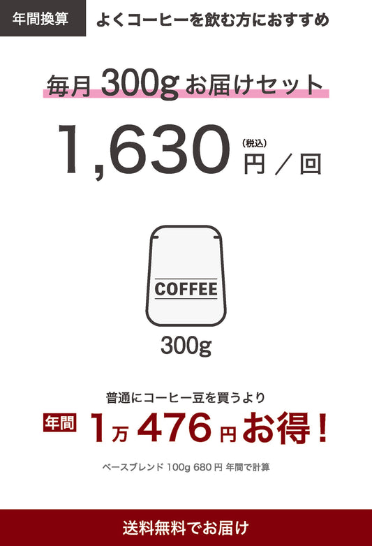 コーヒー豆300g 定期便